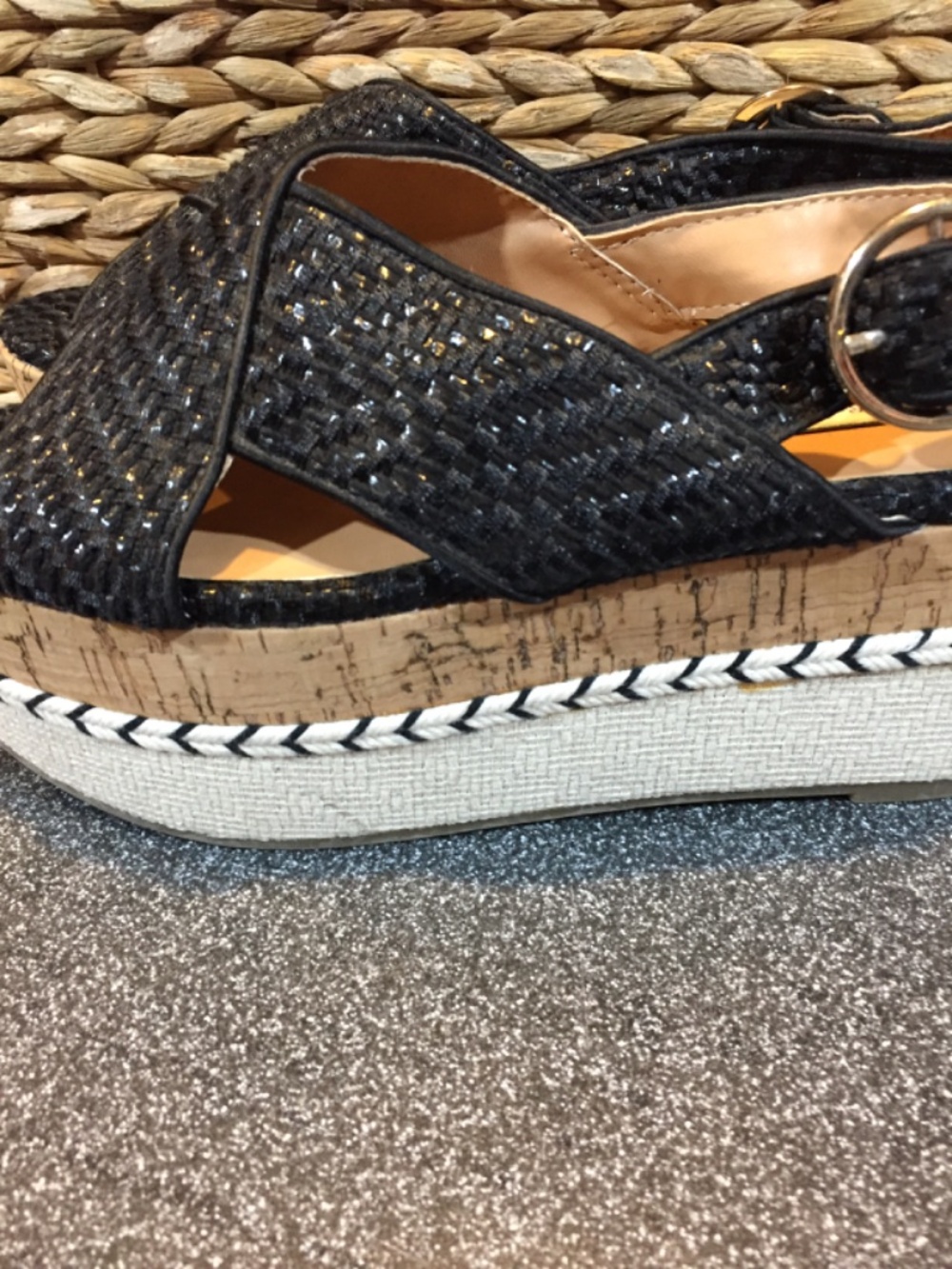 Zara Trafaluc Black Woven Platform Sandals - Picture 7 of 15